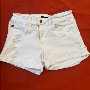 KanCan Cream Distressed Jean Shorts